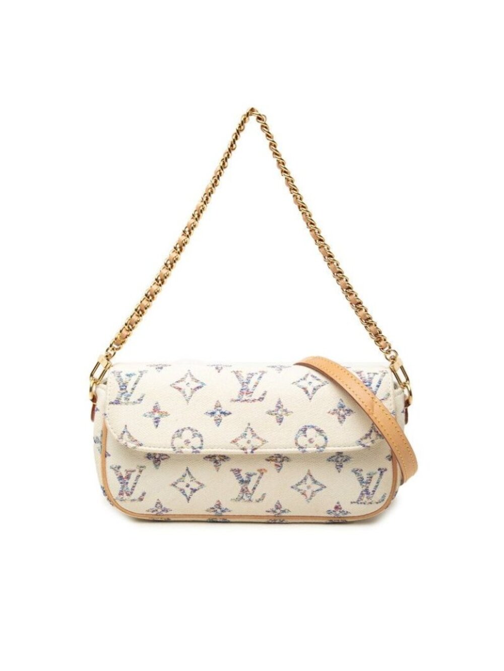 Louis Vuitton Monogram Jacquard Wallet on Chain Ivy 2-Way Shoulder Bag White